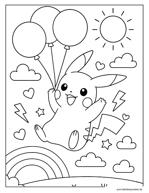 Pikachu Ausmalbild 22 - kostenlos zum Ausdrucken