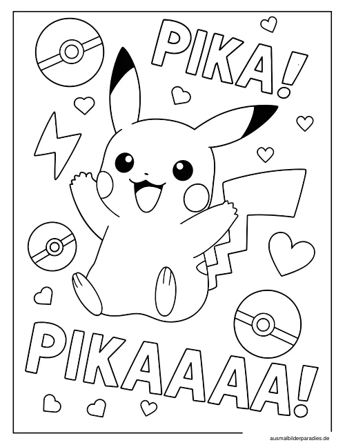 Pikachu Ausmalbild 3 - kostenlos zum Ausdrucken