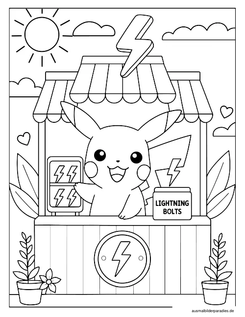 Pikachu Ausmalbild 32 - kostenlos zum Ausdrucken