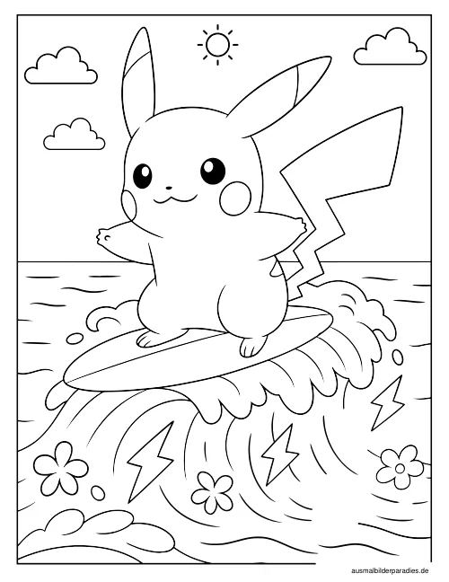 Pikachu Ausmalbild 36 - kostenlos zum Ausdrucken