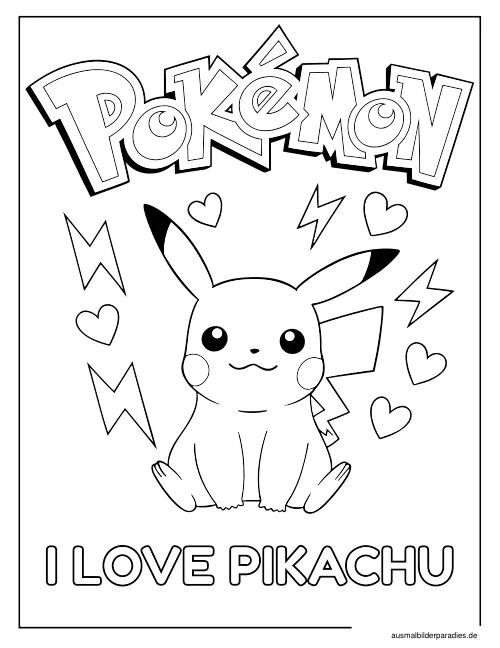 Pikachu Ausmalbild 7 - kostenlos zum Ausdrucken