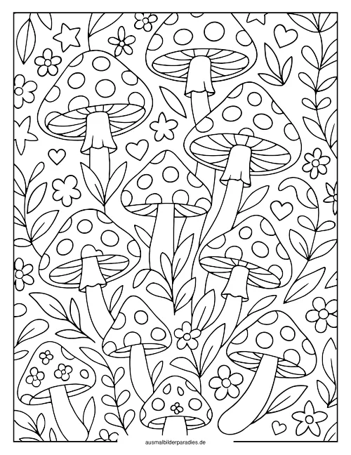 Pilz Ausmalbild 2 als Gratis-PDF Pilz Ausmalbild 2 - kostenlos zum Ausdrucken
