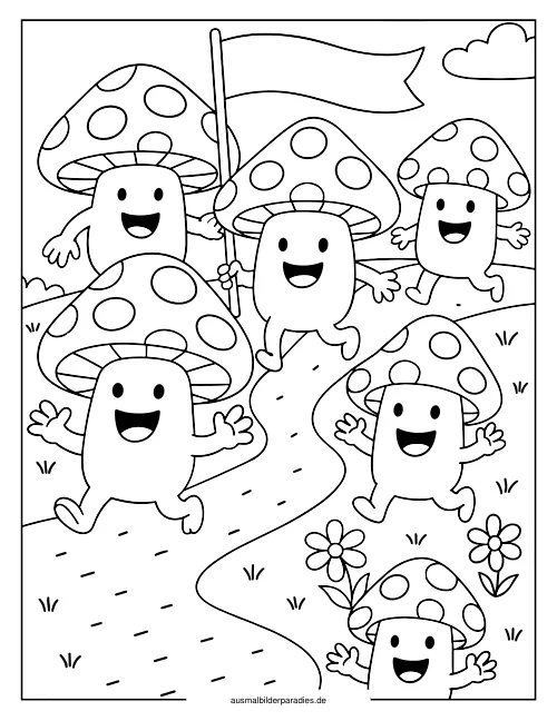 Pilz Ausmalbild 23 als Gratis-PDF Pilz Ausmalbild 23 - kostenlos zum Ausdrucken