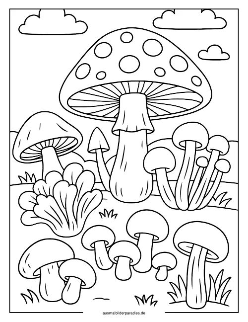 Pilz Ausmalbild 29 als Gratis-PDF Pilz Ausmalbild 29 - kostenlos zum Ausdrucken