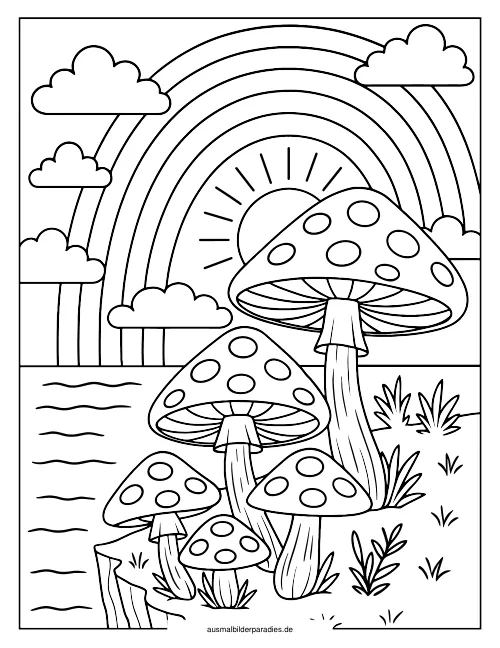 Pilz Ausmalbild 33 als Gratis-PDF Pilz Ausmalbild 33 - kostenlos zum Ausdrucken