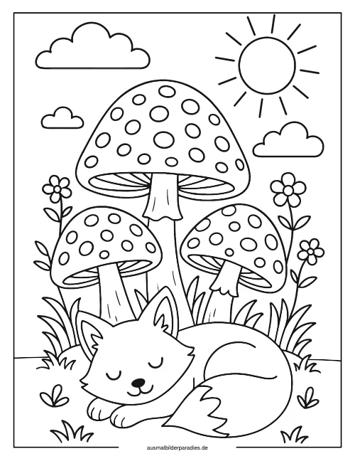 Pilz Ausmalbild 6 als Gratis-PDF Pilz Ausmalbild 6 - kostenlos zum Ausdrucken