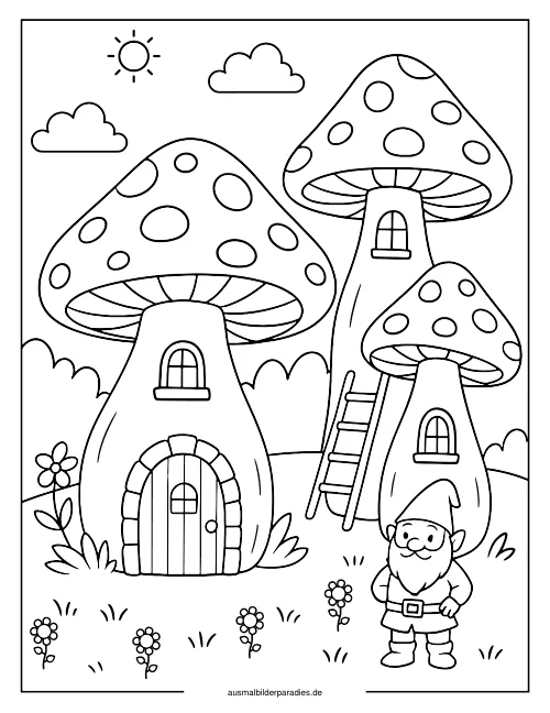 Pilz Ausmalbild 9 als Gratis-PDF Pilz Ausmalbild 9 - kostenlos zum Ausdrucken