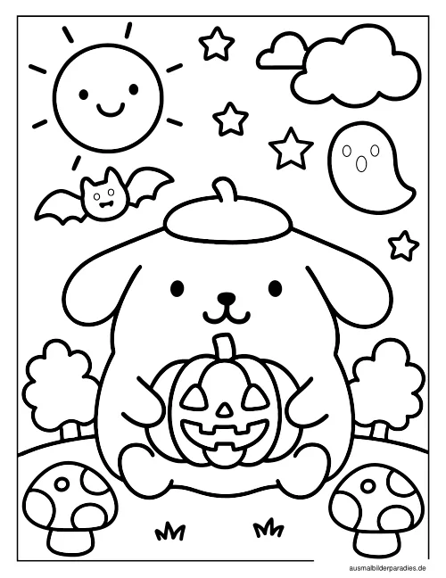 Pompompurin Ausmalbild 1 als Gratis-PDF Pompompurin Ausmalbild 1 - kostenlos zum Ausdrucken