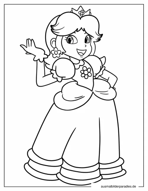 Prinzessin Daisy Ausmalbild 10 als Gratis-PDF Prinzessin Daisy Ausmalbild 10 - kostenlos zum Ausdrucken
