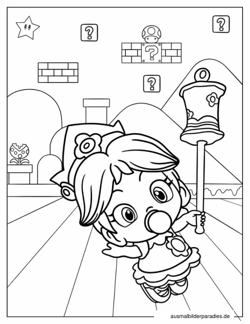 Prinzessin Daisy Ausmalbild 12 als Gratis-PDF Prinzessin Daisy Ausmalbild 12 - kostenlos zum Ausdrucken