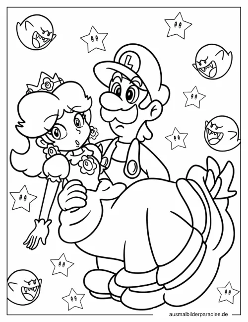Prinzessin Daisy Ausmalbild 14 als Gratis-PDF Prinzessin Daisy Ausmalbild 14 - kostenlos zum Ausdrucken