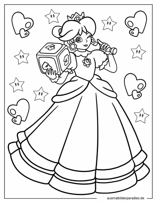 Prinzessin Daisy Ausmalbild 15 als Gratis-PDF Prinzessin Daisy Ausmalbild 15 - kostenlos zum Ausdrucken