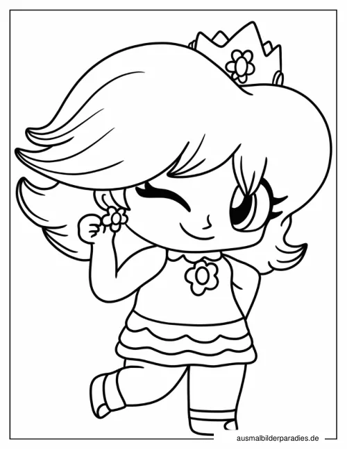 Prinzessin Daisy Ausmalbild 16 als Gratis-PDF Prinzessin Daisy Ausmalbild 16 - kostenlos zum Ausdrucken