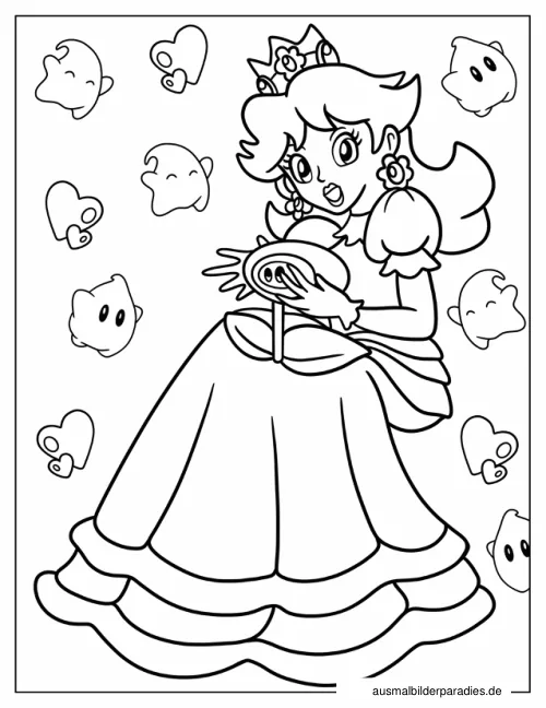 Prinzessin Daisy Ausmalbild 18 als Gratis-PDF Prinzessin Daisy Ausmalbild 18 - kostenlos zum Ausdrucken