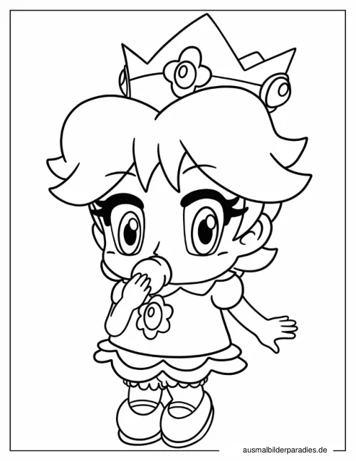 Prinzessin Daisy Ausmalbild 2 als Gratis-PDF Prinzessin Daisy Ausmalbild 2 - kostenlos zum Ausdrucken