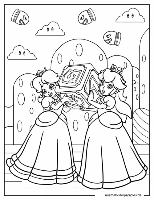 Prinzessin Daisy Ausmalbild 20 als Gratis-PDF Prinzessin Daisy Ausmalbild 20 - kostenlos zum Ausdrucken
