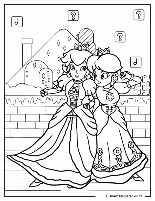 Prinzessin Daisy Ausmalbild 21 als Gratis-PDF Prinzessin Daisy Ausmalbild 21 - kostenlos zum Ausdrucken
