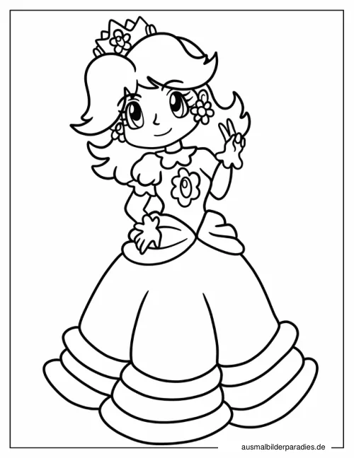 Prinzessin Daisy Ausmalbild 22 als Gratis-PDF Prinzessin Daisy Ausmalbild 22 - kostenlos zum Ausdrucken