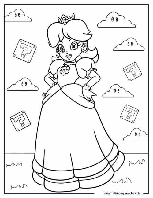 Prinzessin Daisy Ausmalbild 23 als Gratis-PDF Prinzessin Daisy Ausmalbild 23 - kostenlos zum Ausdrucken