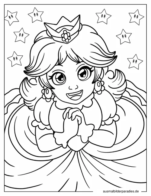 Prinzessin Daisy Ausmalbild 24 als Gratis-PDF Prinzessin Daisy Ausmalbild 24 - kostenlos zum Ausdrucken