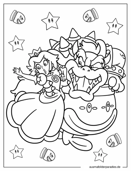 Prinzessin Daisy Ausmalbild 3 als Gratis-PDF Prinzessin Daisy Ausmalbild 3 - kostenlos zum Ausdrucken