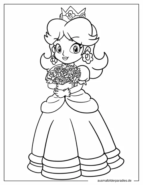 Prinzessin Daisy Ausmalbild 4 als Gratis-PDF Prinzessin Daisy Ausmalbild 4 - kostenlos zum Ausdrucken