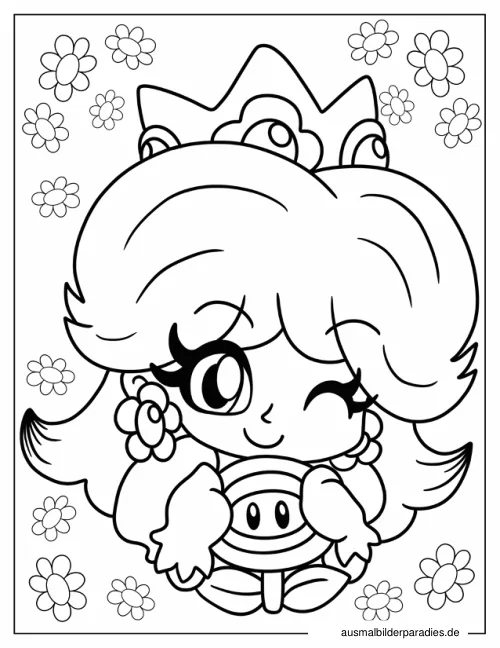 Prinzessin Daisy Ausmalbild 6 als Gratis-PDF Prinzessin Daisy Ausmalbild 6 - kostenlos zum Ausdrucken