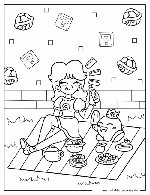 Prinzessin Daisy Ausmalbild 7 als Gratis-PDF Prinzessin Daisy Ausmalbild 7 - kostenlos zum Ausdrucken