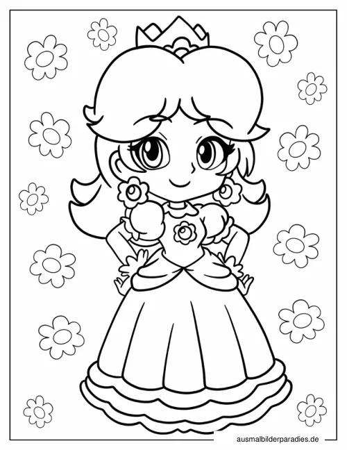 Prinzessin Daisy Ausmalbild 8 als Gratis-PDF Prinzessin Daisy Ausmalbild 8 - kostenlos zum Ausdrucken