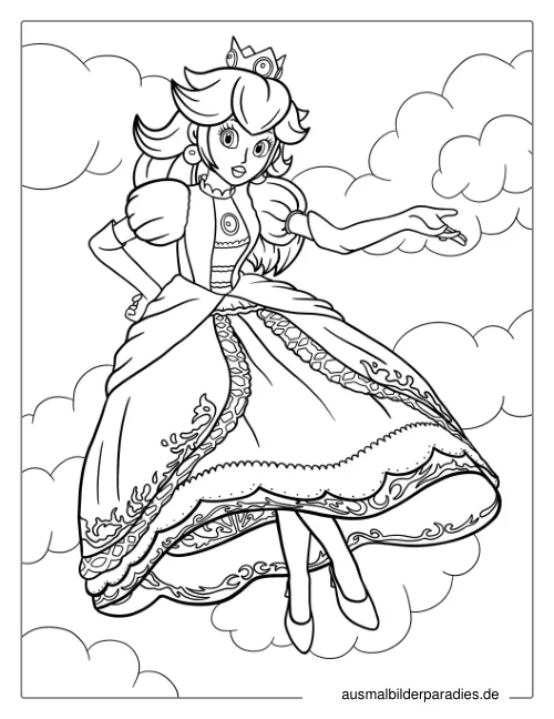 Prinzessin Peach Ausmalbilder kostenlos zum Ausdrucken