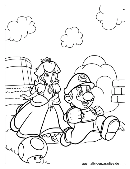 Prinzessin Peach Ausmalbild 18 - kostenlos zum Ausdrucken