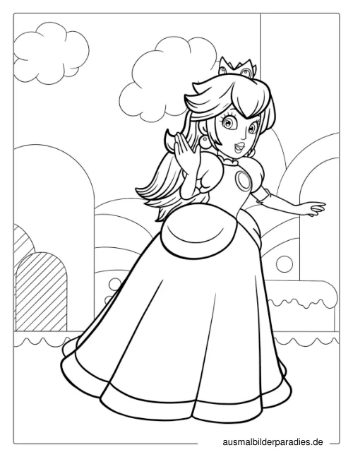 Prinzessin Peach Ausmalbild 2 - kostenlos zum Ausdrucken