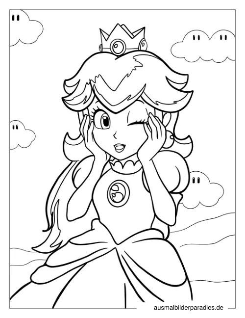 Prinzessin Peach Ausmalbild 20 - kostenlos zum Ausdrucken