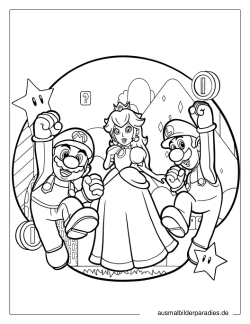 Prinzessin Peach Ausmalbild 21 - kostenlos zum Ausdrucken