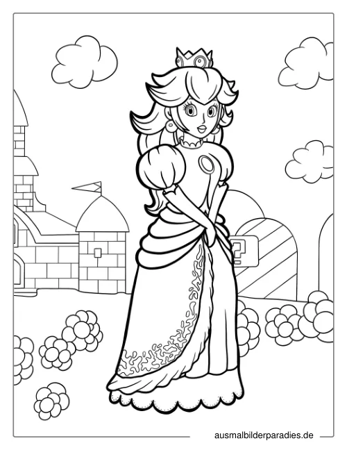 Prinzessin Peach Ausmalbild 23 - kostenlos zum Ausdrucken