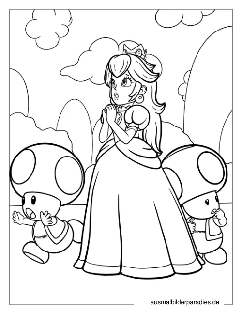 Prinzessin Peach Ausmalbild 3 - kostenlos zum Ausdrucken