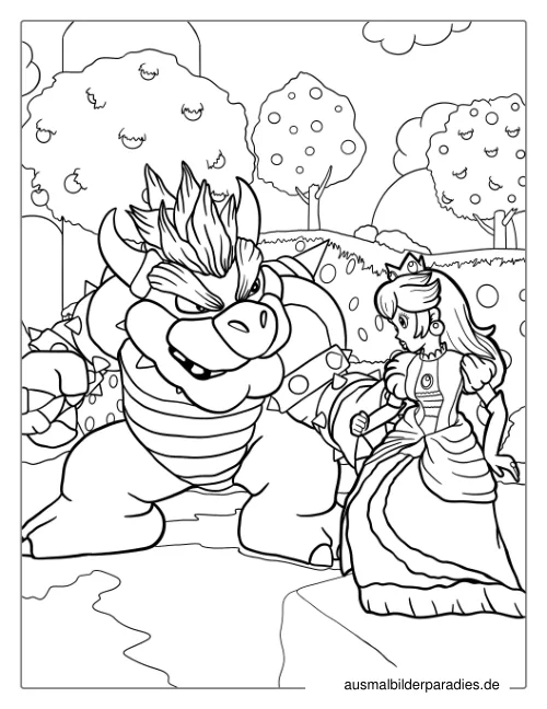 Prinzessin Peach Ausmalbild 4 - kostenlos zum Ausdrucken