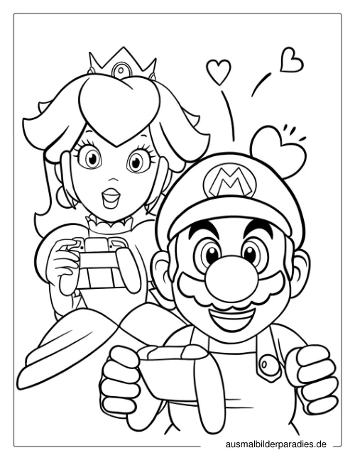 Prinzessin Peach Ausmalbild 7 - kostenlos zum Ausdrucken