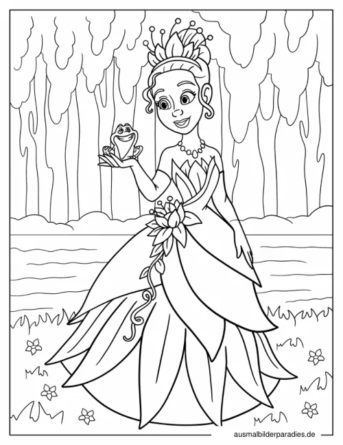 Prinzessin und der Frosch Ausmalbilder kostenlos zum Ausdrucken