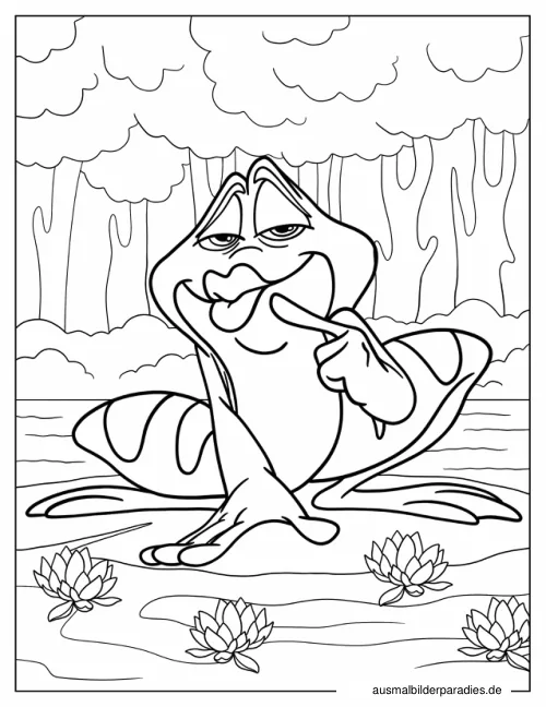 Prinzessin und der Frosch Ausmalbild 10 als Gratis-PDF Prinzessin und der Frosch Ausmalbild 10 - kostenlos zum Ausdrucken