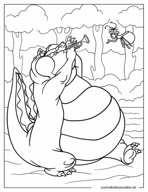 Prinzessin und der Frosch Ausmalbild 12 als Gratis-PDF Prinzessin und der Frosch Ausmalbild 12 - kostenlos zum Ausdrucken