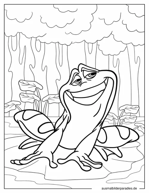 Prinzessin und der Frosch Ausmalbild 15 als Gratis-PDF Prinzessin und der Frosch Ausmalbild 15 - kostenlos zum Ausdrucken
