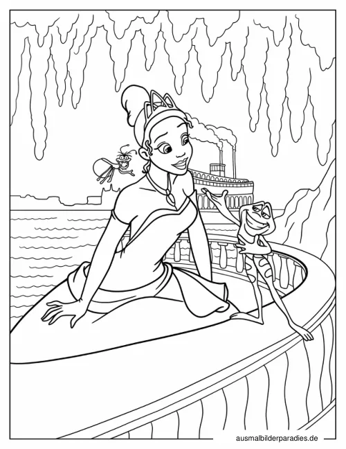 Prinzessin und der Frosch Ausmalbild 22 als Gratis-PDF Prinzessin und der Frosch Ausmalbild 22 - kostenlos zum Ausdrucken