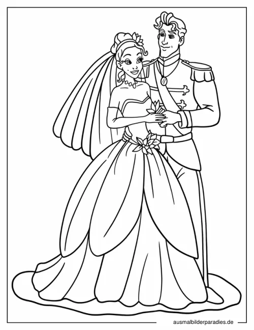 Prinzessin und der Frosch Ausmalbild 6 als Gratis-PDF Prinzessin und der Frosch Ausmalbild 6 - kostenlos zum Ausdrucken