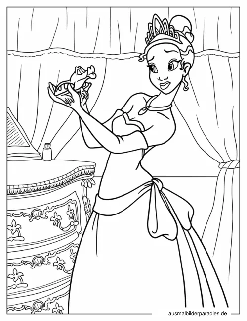 Prinzessin und der Frosch Ausmalbild 8 als Gratis-PDF Prinzessin und der Frosch Ausmalbild 8 - kostenlos zum Ausdrucken