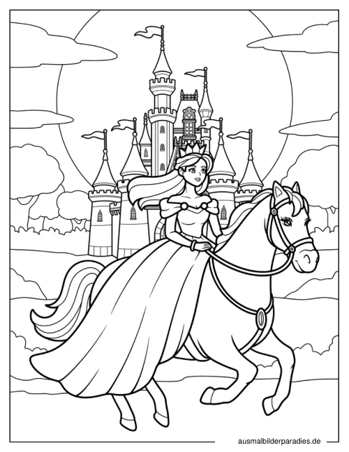 Prinzessin Ausmalbild 13 als Gratis-PDF Prinzessin Ausmalbild 13 - kostenlos zum Ausdrucken