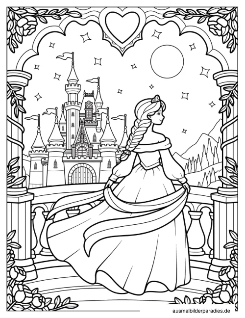 Prinzessin Ausmalbild 14 als Gratis-PDF Prinzessin Ausmalbild 14 - kostenlos zum Ausdrucken