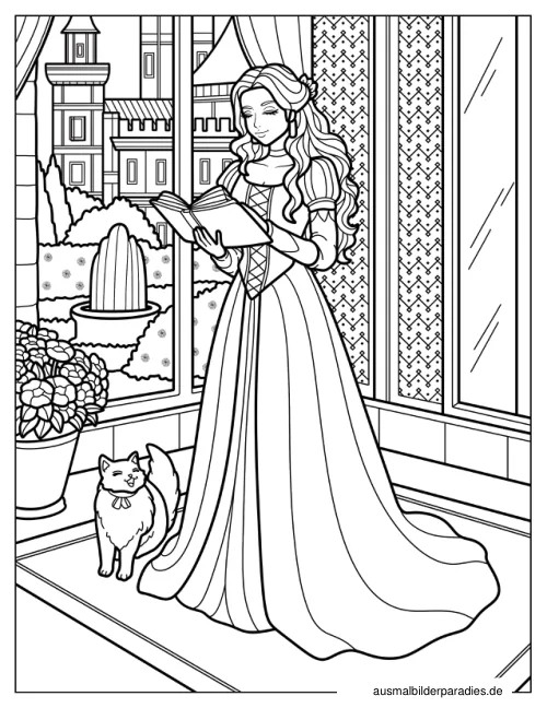 Prinzessin Ausmalbild 16 als Gratis-PDF Prinzessin Ausmalbild 16 - kostenlos zum Ausdrucken