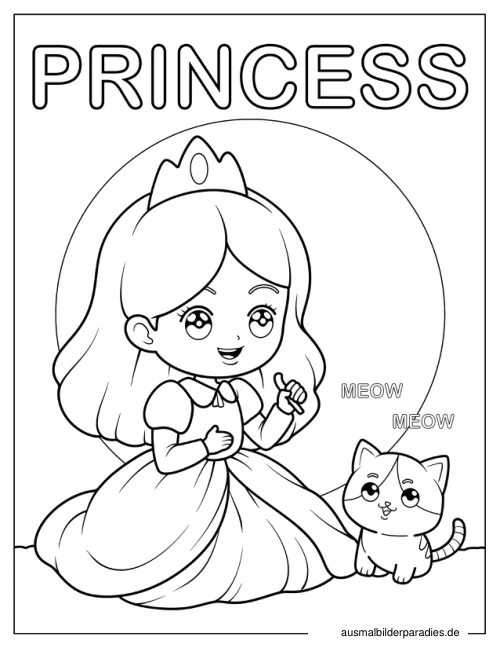 Prinzessin Ausmalbild 18 als Gratis-PDF Prinzessin Ausmalbild 18 - kostenlos zum Ausdrucken