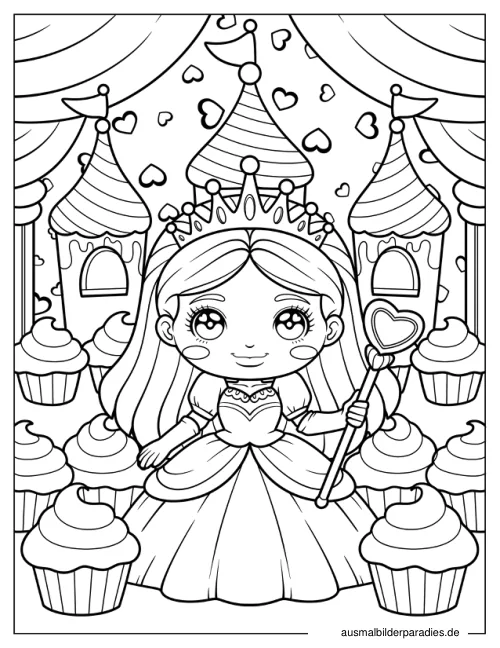 Prinzessin Ausmalbild 19 als Gratis-PDF Prinzessin Ausmalbild 19 - kostenlos zum Ausdrucken